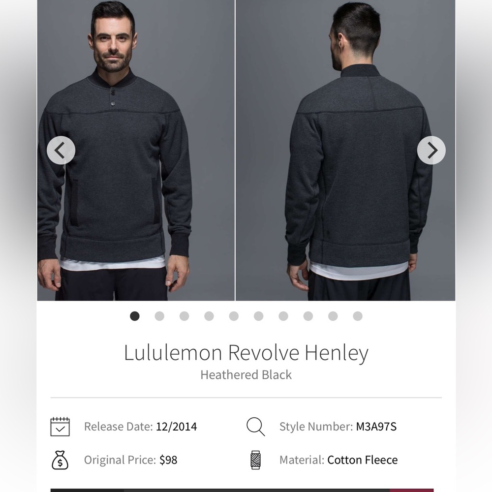 173-$40 *FREE SHIPPING* Lululemon Revolve Henley
Heathered Black size S
